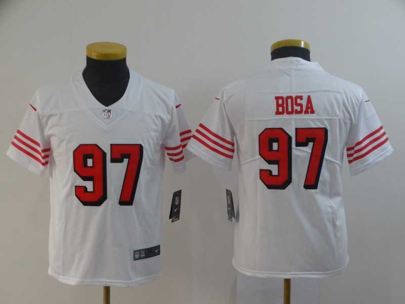Youth Nike 49ers 97 Nick Bosa White 2019 NFL Draft First Round Pick Color Rush Vapor Untouchable Limited Jersey,We sell and wholesale Youth Nike 49ers 97 Nick Bosa White 2019 NFL Draft First Round Pick Color Rush Vapor Untouchable Limited Jersey on line form chian!